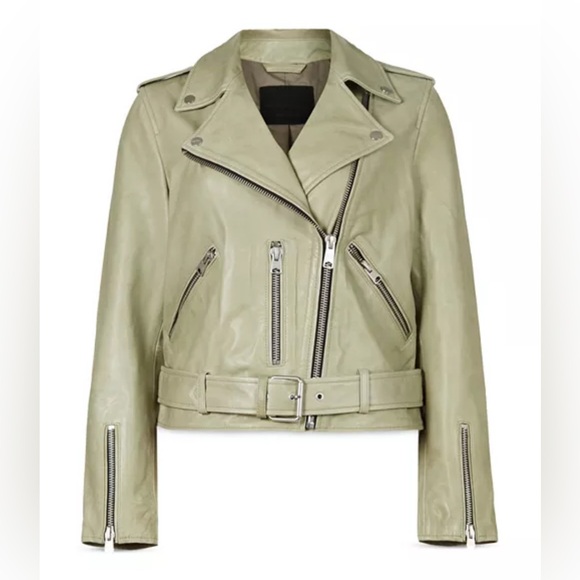 All Saints Jackets & Blazers - ALLSAINTS Balfern Leather Biker Jacket Size 2 In Green New